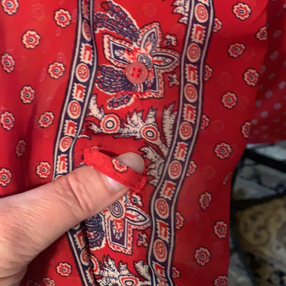 EUC Free people red sheer Button up blouse M - Picture 5 of 6